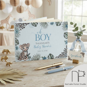 Livre D'or Bébé Léopard Bleu Baby Shower