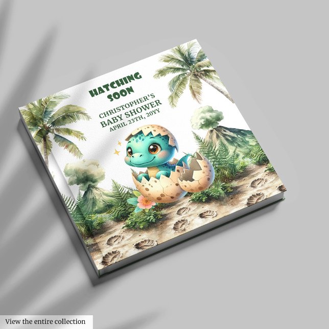 Livre D'or Bébé mignon Hatching Bientôt Dinosaur Mémoire (Cute Baby Boy Hatching Soon Dinosaur Memory Guest Book)