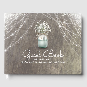 Livre D'or Bébé's Breath Mason Jar Rustic Mariage