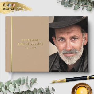 Livre D'or Beige fin et vrai huile, En mémoire d'amour funéra