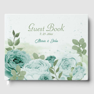 Livre D'or belle fleurs bleues verdure mariage botanique