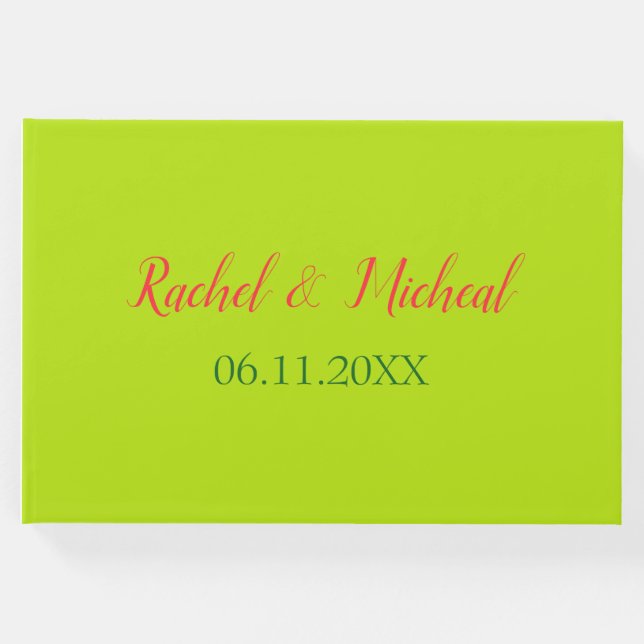 Livre D'or Belle Mariage à thème rose et vert (Devant)