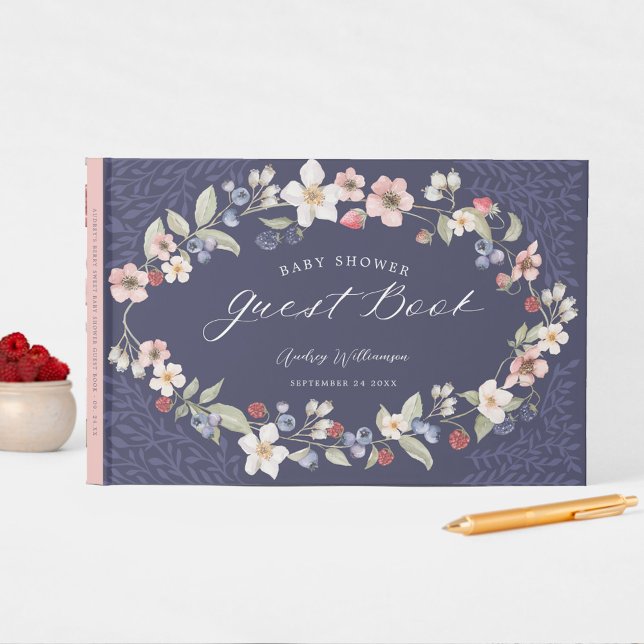 Livre D'or Berry Baby shower doux Fleurs et baies sauvages (Berry Sweet Baby Shower Wild Berries & Flowers Guest Book)