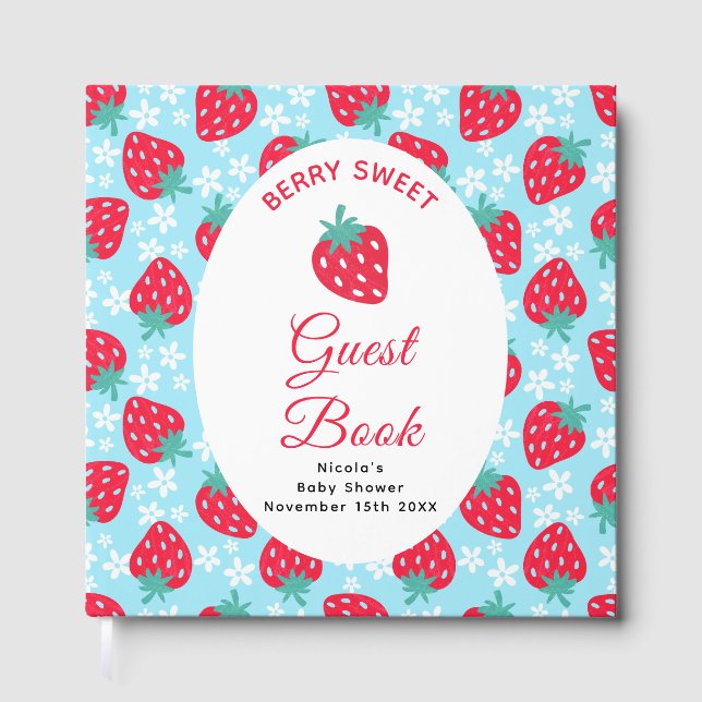 Livre D'or Berry Sweet Blue Strawberry Baby Shower  (Recto)
