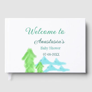 Livre D'or Bienvenue à la fête de bébé nom colline d'arbre bl