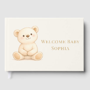 Livre D'or Bienvenue au bébé Ourson aquarelle Bohème Baby Sho
