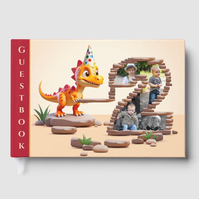Livre D'or Big Number Photo 2e anniversaire | Little Dino Dra (Recto)