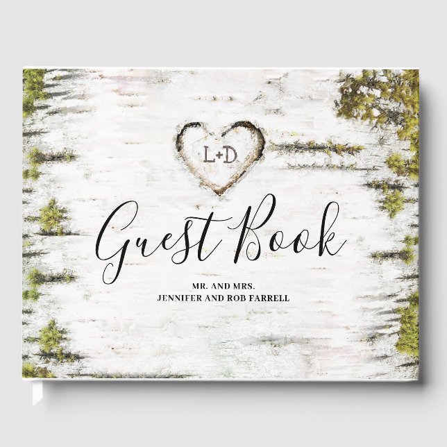Livre D'or Birch Heart Rustic Mariage de automne (Recto)