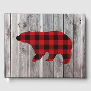 Livre D'or bison plaid ours sauvage un 1er anniversaire fête