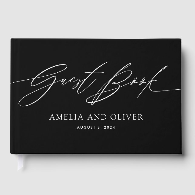 Livre D'or Black and White Minimalist Wedding Guest Book (Recto)