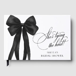Livre D'or Black Bow She's Tying The Knot Baby Shower Nuptial