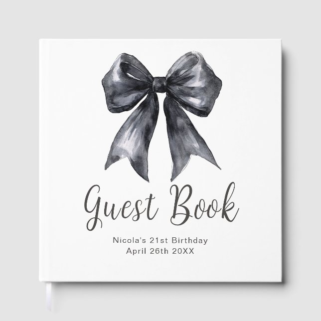 Livre D'or Black Coquette Bow Birthday Party Guest Book (Recto)