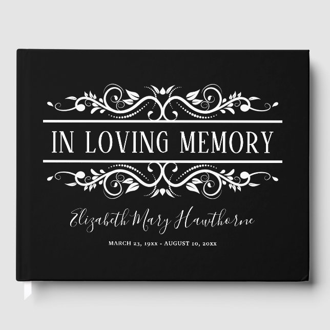 Livre D'or Black Funeral Book of Condolence | Mémorial (Recto)
