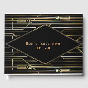 Livre D'or Black & Gold 20's Art Déco Gatsby Glam Mariage
