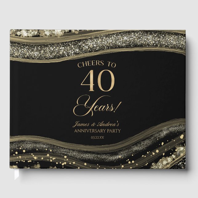 Livre D'or Black Gold Agate 40th Wedding Anniversary Party (Recto)