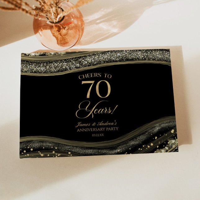 Livre D'or Black Gold Agate 70th Wedding Anniversary Party (Créateur téléchargé)