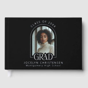Livre D'or Black Modern Photo Graduation Silver