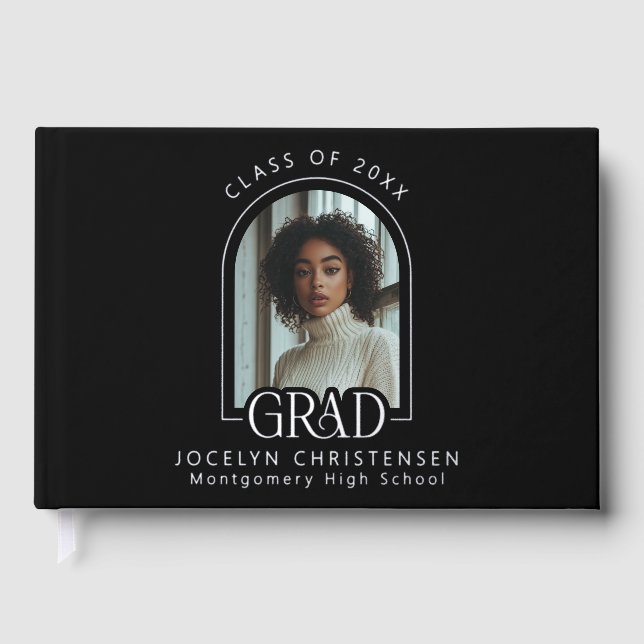 Livre D'or Black Modern Photo Graduation Silver (Recto)