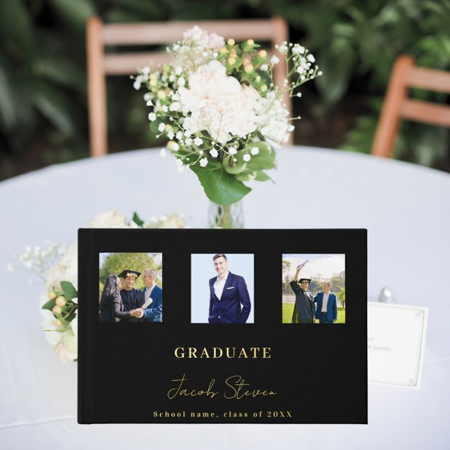 Livre D'or Black or nom script photo Graduation (Créateur téléchargé)