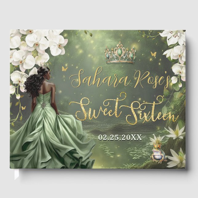 Livre D'or Black Princess and Frog Sage Green Dress Sweet 16 (Recto)