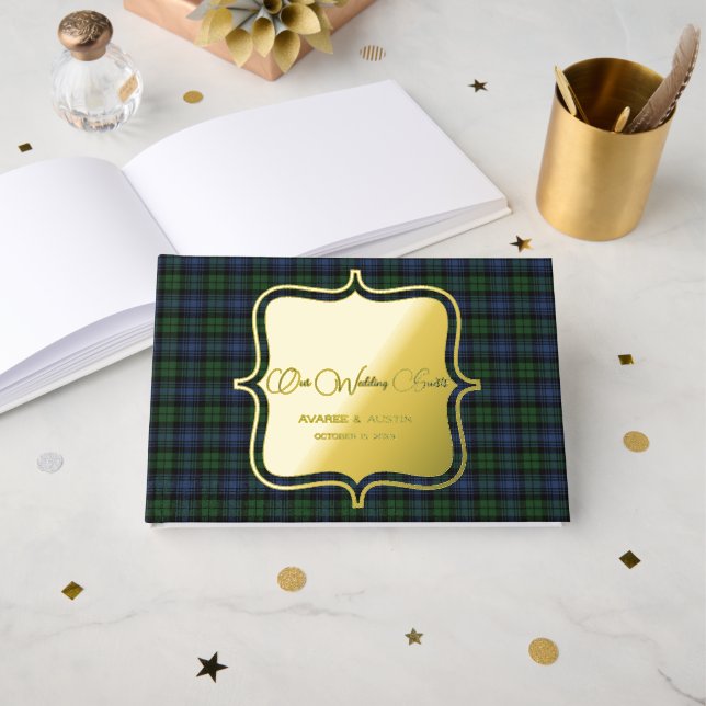 Livre D'or Black Watch Ancien Tartan écossais (Recto ouvert)