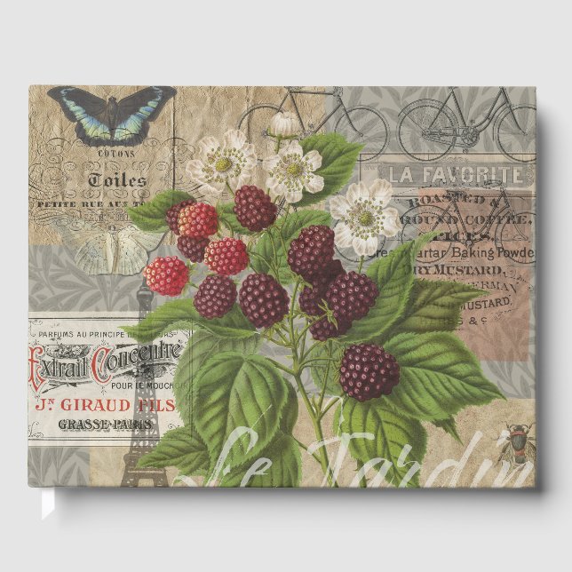 Livre D'or Blackberries Floral Garden Flower Papillon Art (Recto)