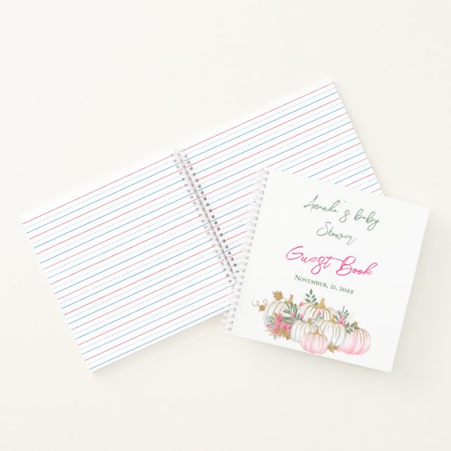 Livre d'or blanc et rose Citrouille automne (Intérieur)