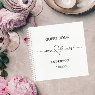 Livre d'or blanc m. mrs coeur script mariage