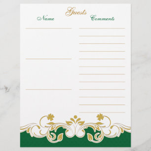 Livre d'or blanc vert Scrolls Livre d'or