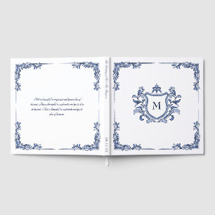 Livre D'or Blason Dessiné à la Main Monogrammé Mariage Vintag