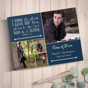 Livre D'or Bleu Bible Verse Photo Collage Graduation
