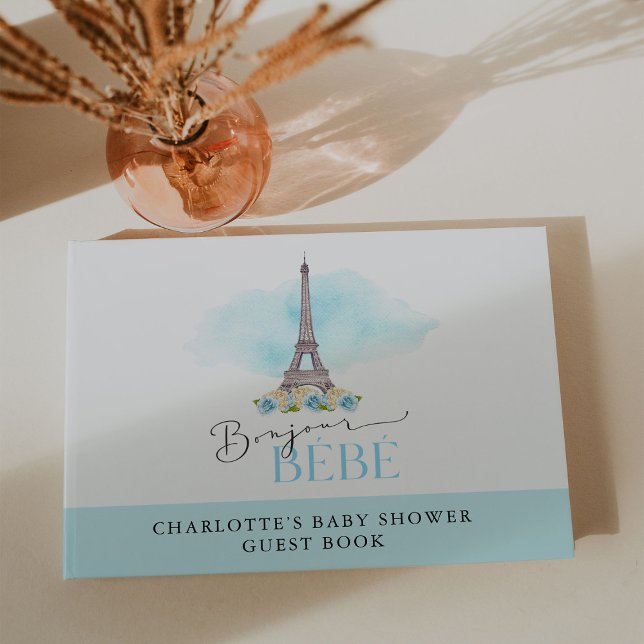 Livre D'or Bleu Bonjour Bébé Baby shower Tour Eiffel (Créateur téléchargé)