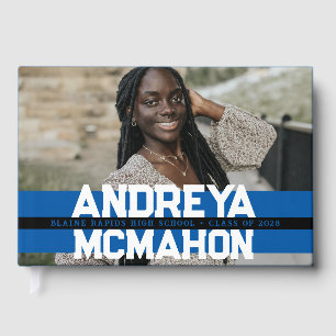 Livre D'or Bleu et noir Photo Graduation Personnalisée