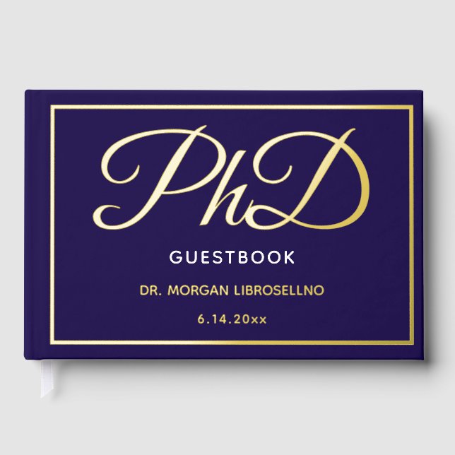 Livre D'or Bleu Gold Foil PhD (Recto)
