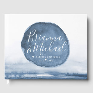 Livre D'or Bleu Lake Water Stain   Personnalisé