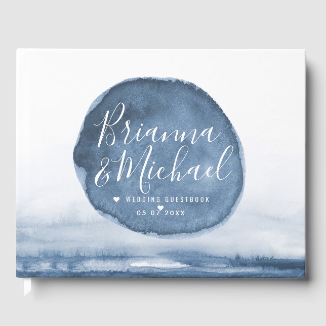 Livre D'or Bleu Lake Water Stain | Personnalisé (Recto)