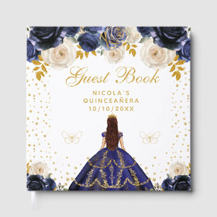 Livre D'or Bleu marine floral Quinceañera princesse