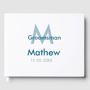 Livre D'or Bleu marine lettre nom garçon d'honneur date mascu