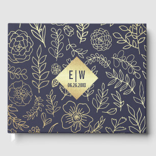 Livre D'or Bleu Marine   Mariage Gold Foil