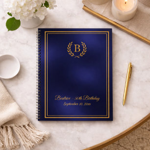 Livre d'or bleu marine or Monogramme couronne Anni