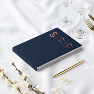 Livre D'or Bleu nuit Mariage moderne Date Typographie