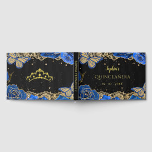 Livre D'or Bleu Rose Black Gold dentelle papillon Quinceañera