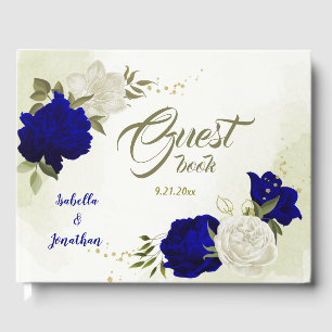 Livre D'or bleu royal fleurs