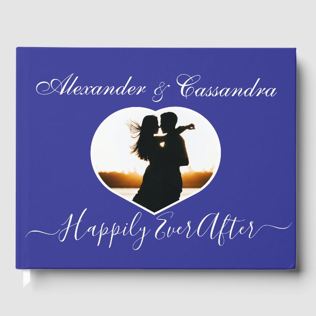 Livre D'or Bleu royal grec simple, élégant, Mariage photo (Recto)