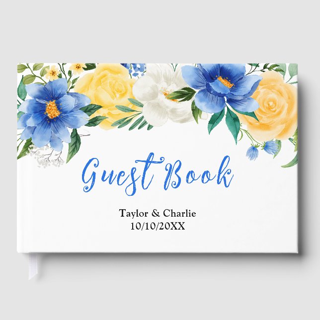 Livre D'or Blue and Yellow Floral Wedding (Recto)