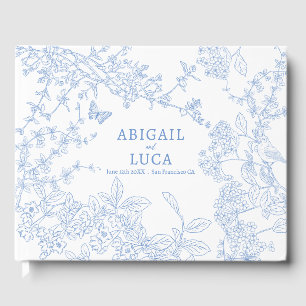 Livre D'or Blue Chinoiserie Toile de Jouy Mariage Date de sau