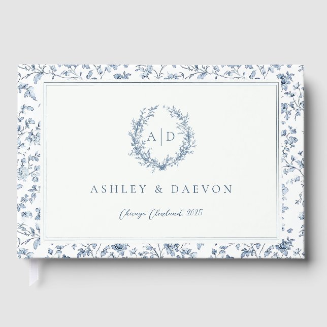 Livre D'or Blue Chinoiserie Wedding (Recto)
