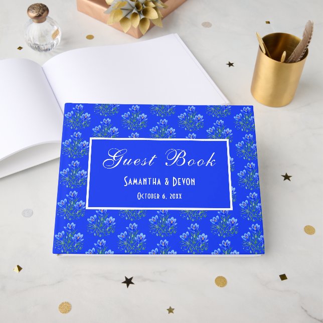 Livre D'or Blue Crocuses Wedding (Recto ouvert)