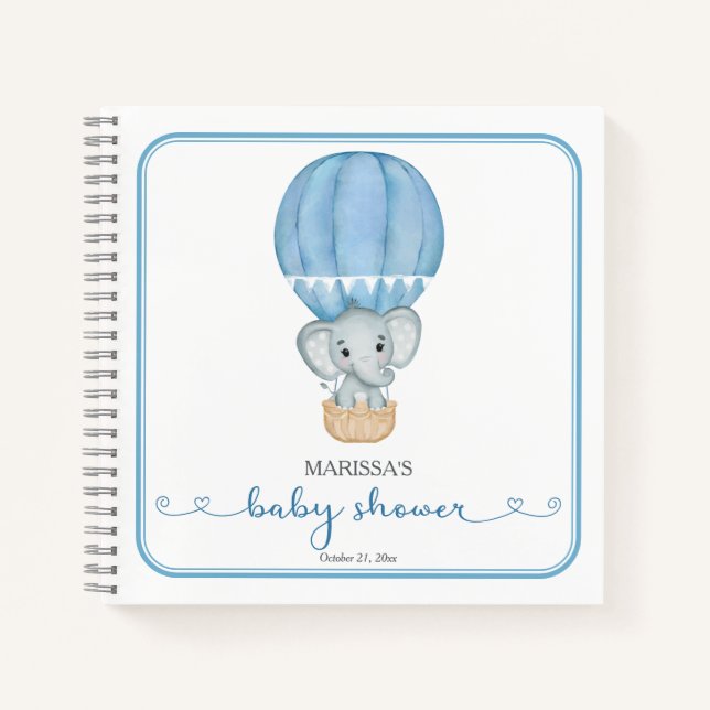Livre d'or Blue Elephant Baby shower (Devant)