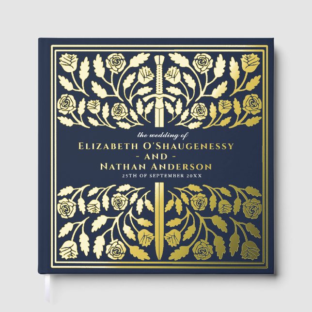 Livre D'or Blue Fantasy Royal Medieval Sword Wedding (Recto)